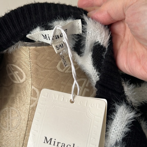 NWT Black and White Fluffy Letter Sweater - Picture 6 of 10